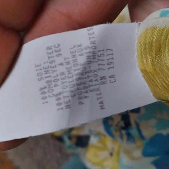 VINTAGE BETSEY JOHNSON Yellow, Blue, White Floral Silk Halter Style Dress, sz 8 - Picture 8 of 11